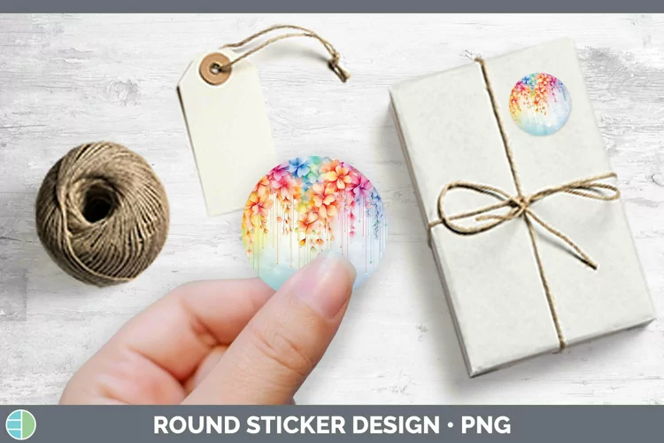 Watercolor Flowers Jasmine Stickers | Round Labels Designs