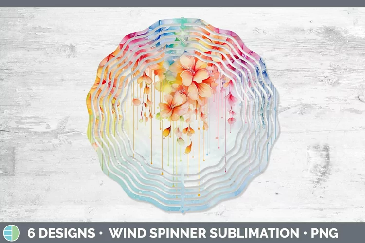 Watercolor Flowers Jasmine Wind Spinner Sublimation Spinner
