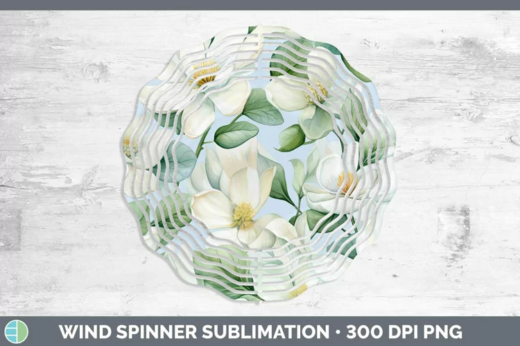 Watercolor Flowers Jasmine Wind Spinner Sublimation Spinner