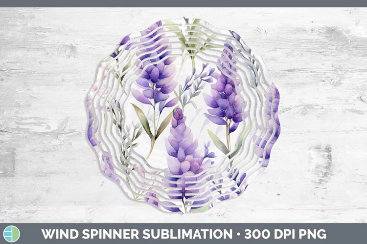 Watercolor Flowers Lavender Wind Spinner Sublimation Spinner