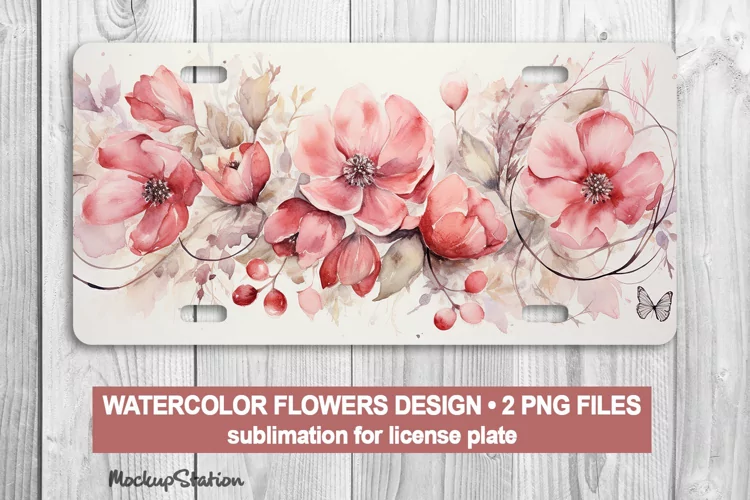 Floral License Plate PNG | Flowers Car Plates Boho Design