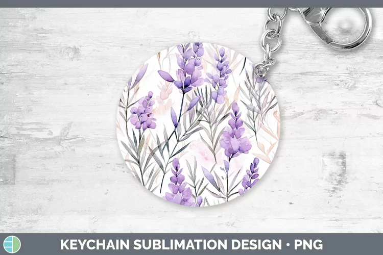 Watercolor Flowers Light Purple Keychain Sublimation Keyring
