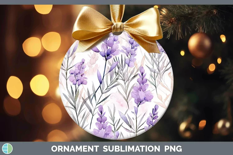 Watercolor Flowers Light Purple Ornament Sublimation Bauble