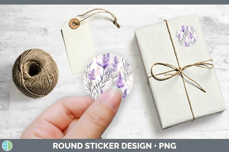 Watercolor Flowers Light Purple Stickers | Round Labels Desi