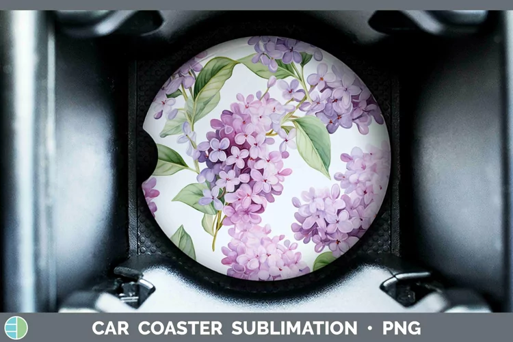 Watercolor Flowers Lilac Car Coaster Sublimation Coaster Des