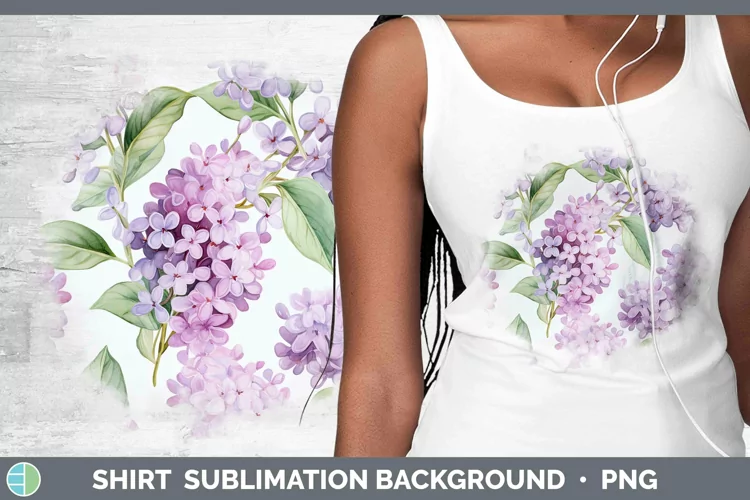 Watercolor Flowers Lilac Shirt Sublimation Sublimation Backg