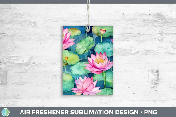 Watercolor Flowers Lotus Air Freshener Sublimation Car Fresh