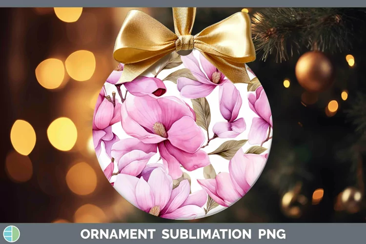 Watercolor Flowers Magnolia Ornament Sublimation Bauble Desi