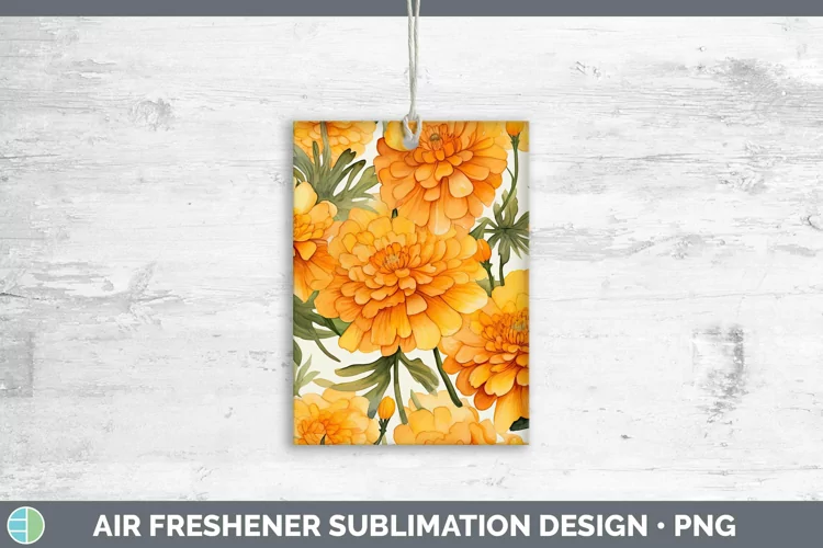 Watercolor Flowers Marigold Air Freshener Sublimation Car Fr