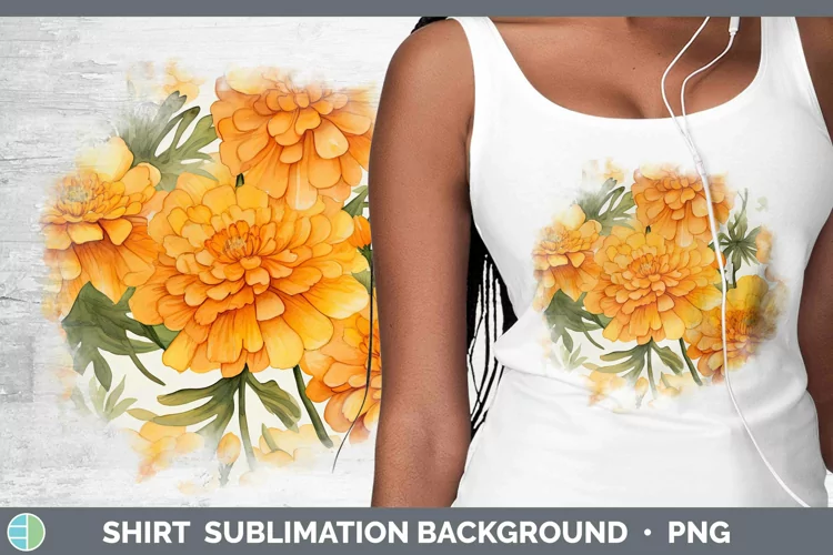 Watercolor Flowers Marigold Shirt Sublimation Sublimation Ba