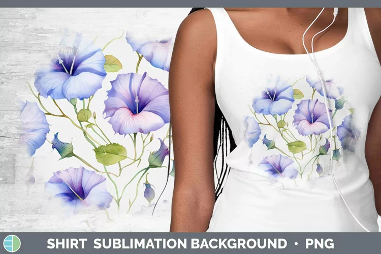 Watercolor Flowers Morning Glory Shirt Sublimation Sublimati