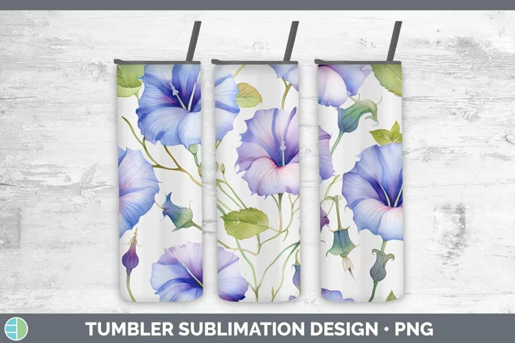Watercolor Flowers Morning Glory Tumbler Sublimation 20 oz S
