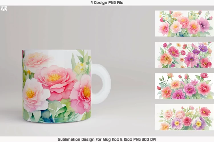 Watercolor Flowers Mug sublimation