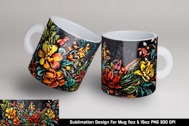 Watercolor Flowers Mug sublimation