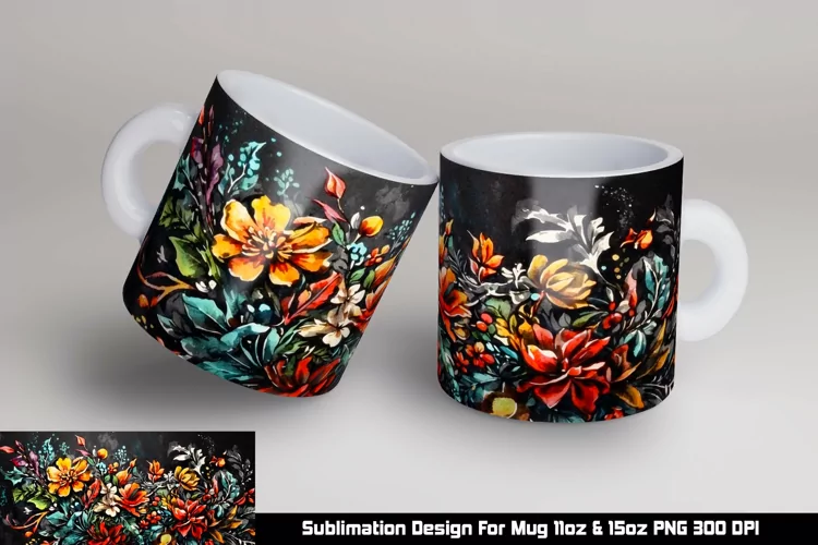 Watercolor Flowers Mug sublimation