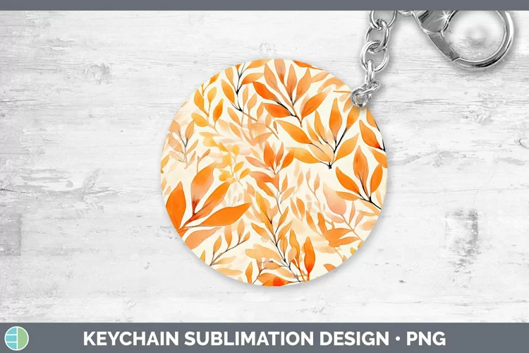 Watercolor Flowers Orange Keychain Sublimation Keyring Desig