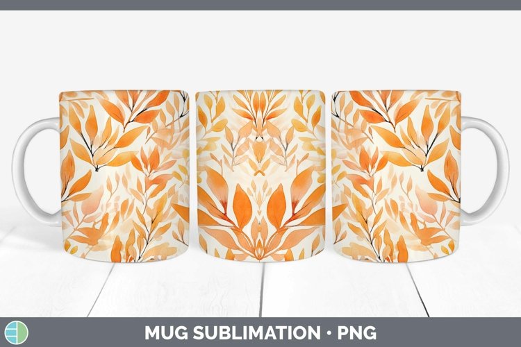 Watercolor Flowers Orange Mug Wrap Sublimation Coffee Cup De