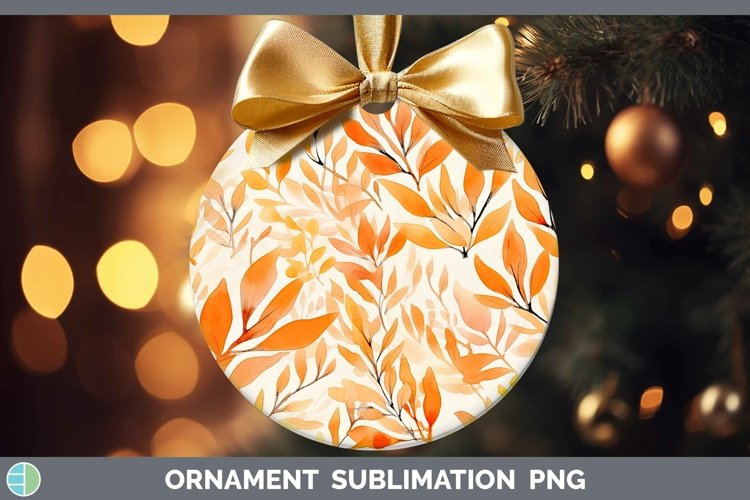 Watercolor Flowers Orange Ornament Sublimation Bauble Design