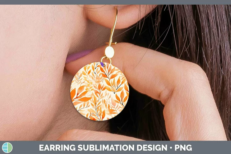 Watercolor Flowers Orange Round Earrings Sublimation Earring