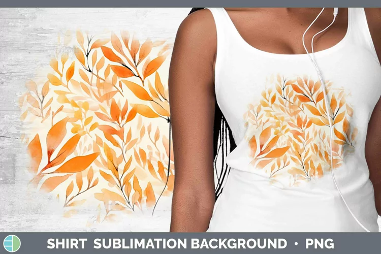 Watercolor Flowers Orange Shirt Sublimation Sublimation Back