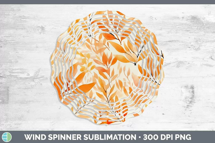 Watercolor Flowers Orange Wind Spinner Sublimation Spinner D