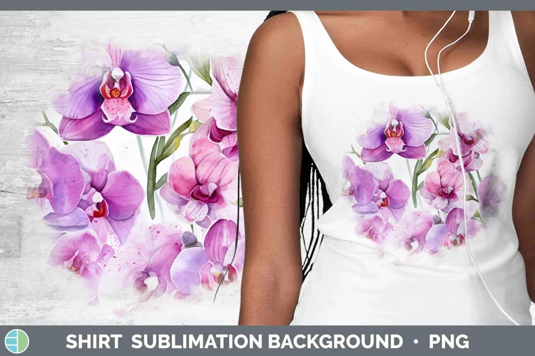 Watercolor Flowers Orchid Shirt Sublimation Sublimation Back