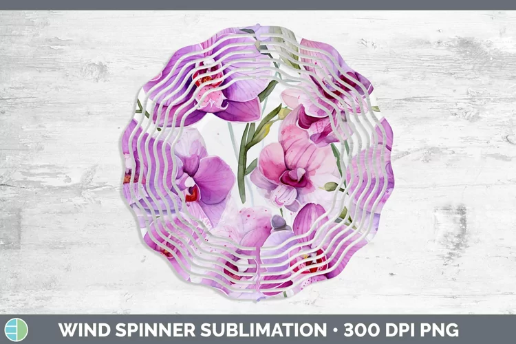 Watercolor Flowers Orchid Wind Spinner Sublimation Spinner D