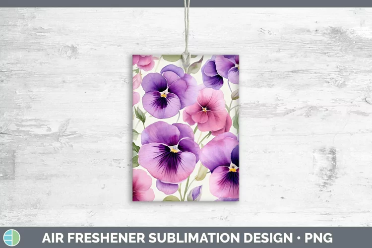 Watercolor Flowers Pansy Air Freshener Sublimation Car Fresh