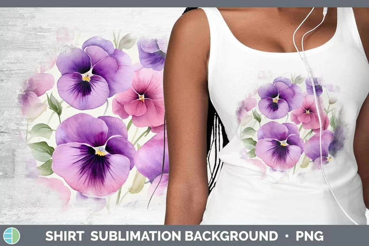 Watercolor Flowers Pansy Shirt Sublimation Sublimation Backg