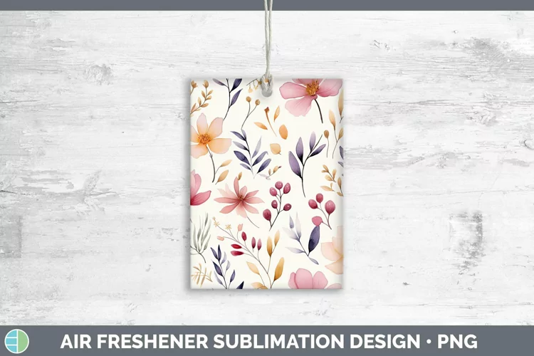 Watercolor Flowers Pastel Air Freshener Sublimation Car Fres