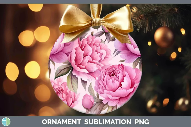 Watercolor Flowers Peony Ornament Sublimation Bauble Designs