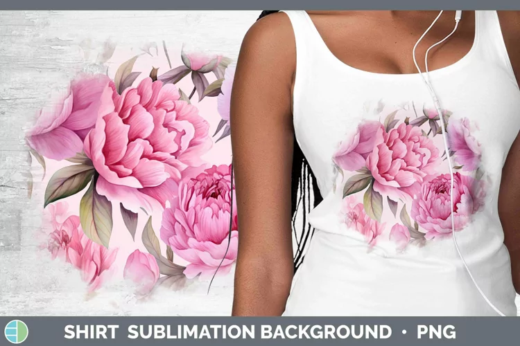 Watercolor Flowers Peony Shirt Sublimation Sublimation Backg