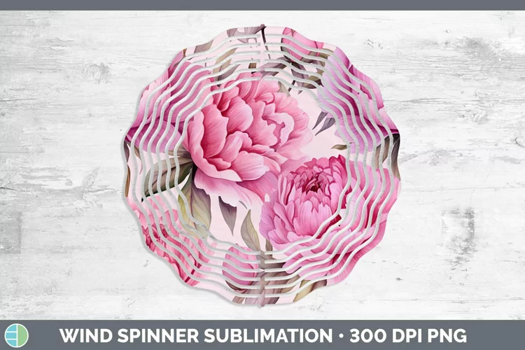 Watercolor Flowers Peony Wind Spinner Sublimation Spinner De