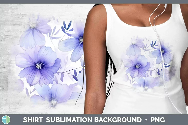 Watercolor Flowers Periwinkle Shirt Sublimation Sublimation