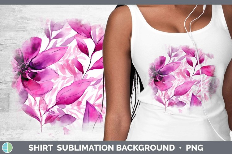 Watercolor Flowers Pink Shirt Sublimation Sublimation Backgr