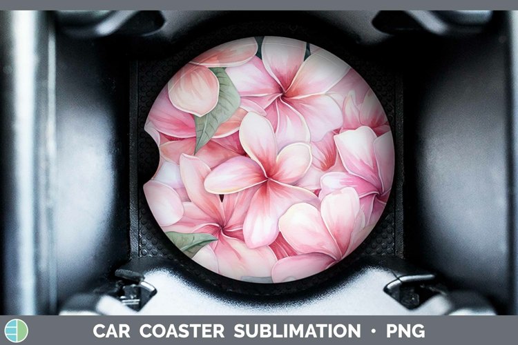 Watercolor Flowers Plumeria Car Coaster Sublimation Coaster