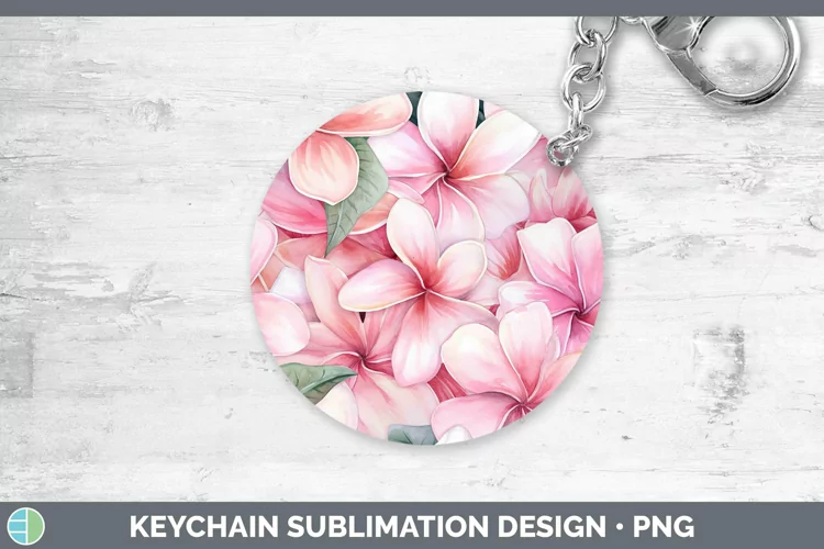 Watercolor Flowers Plumeria Keychain Sublimation Keyring Des