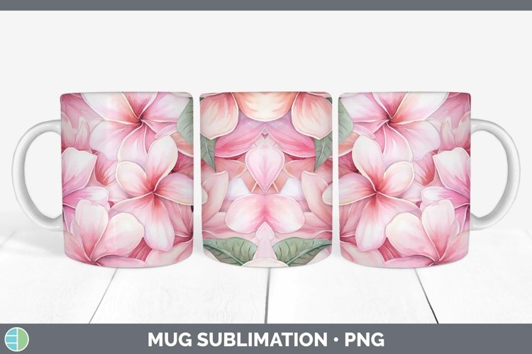Watercolor Flowers Plumeria Mug Wrap Sublimation Coffee Cup