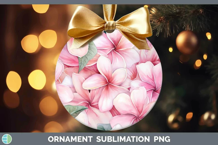Watercolor Flowers Plumeria Ornament Sublimation Bauble Desi