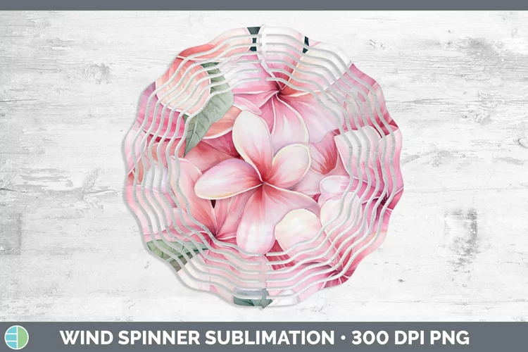 Watercolor Flowers Plumeria Wind Spinner Sublimation Spinner
