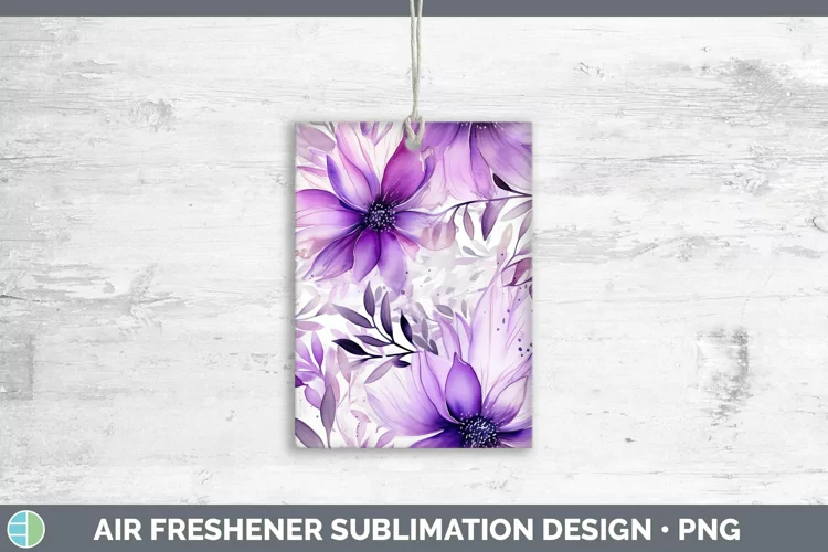 Watercolor Flowers Purple Air Freshener Sublimation Car Fres