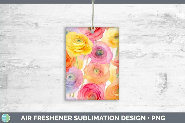 Watercolor Flowers Ranunculus Air Freshener Sublimation Car