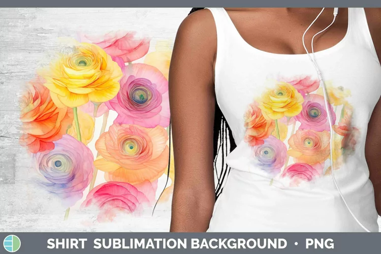 Watercolor Flowers Ranunculus Shirt Sublimation Sublimation