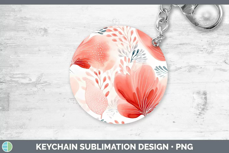 Watercolor Flowers Red Keychain Sublimation Keyring Designs