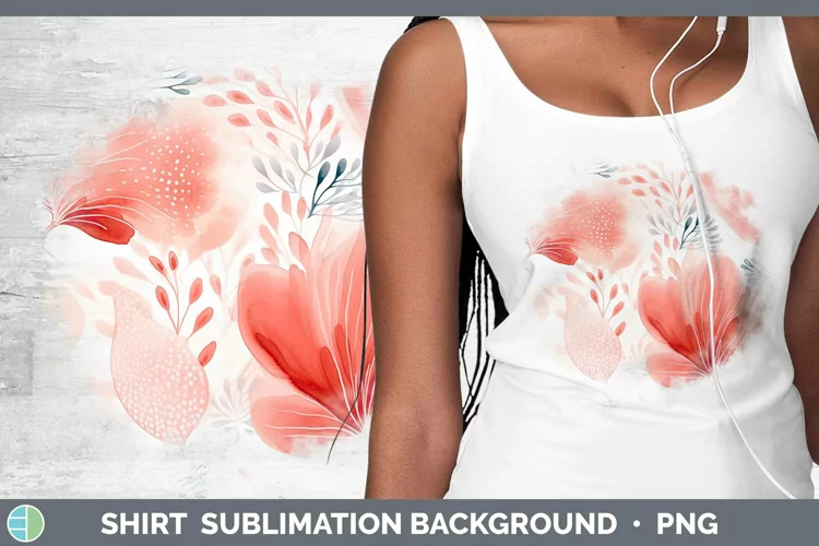 Watercolor Flowers Red Shirt Sublimation Sublimation Backgro