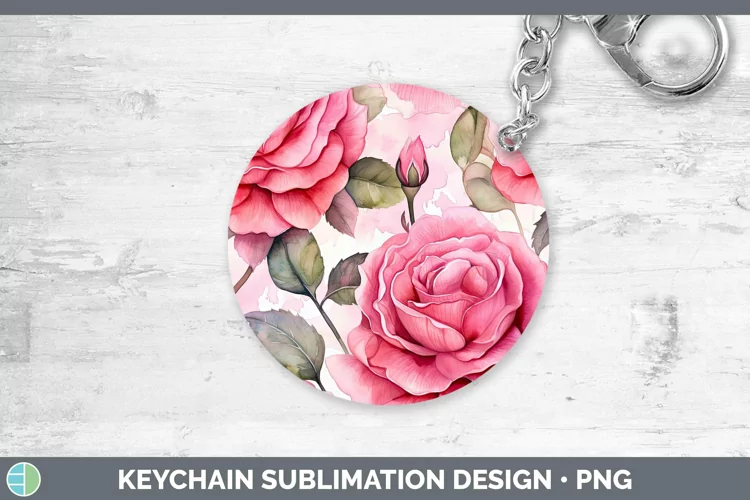 Watercolor Flowers Rose Keychain Sublimation Keyring Designs