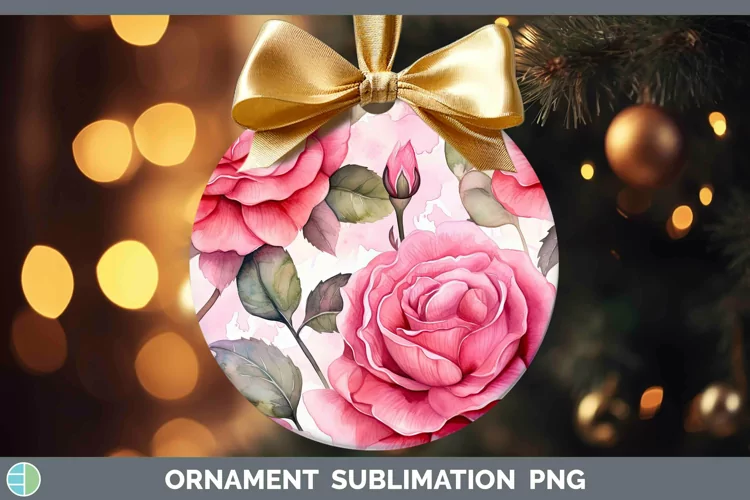 Watercolor Flowers Rose Ornament Sublimation Bauble Designs