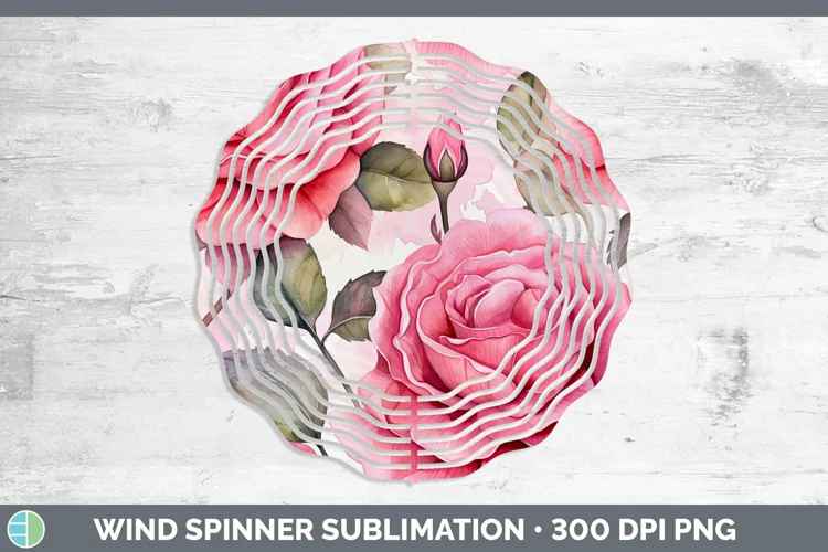 Watercolor Flowers Rose Wind Spinner Sublimation Spinner Des