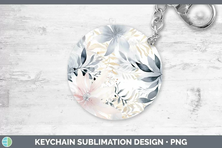 Watercolor Flowers Slate Keychain Sublimation Keyring Design