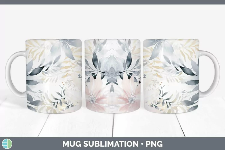 Watercolor Flowers Slate Mug Wrap Sublimation Coffee Cup Des